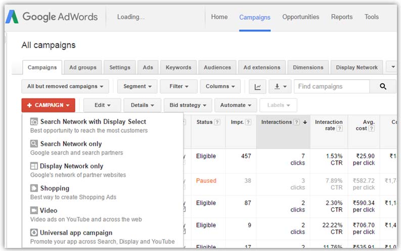 Adwords Campaigns Type Image