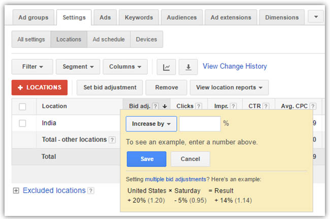 location and language settings