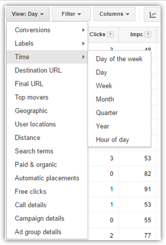 adwords time dimension tab image