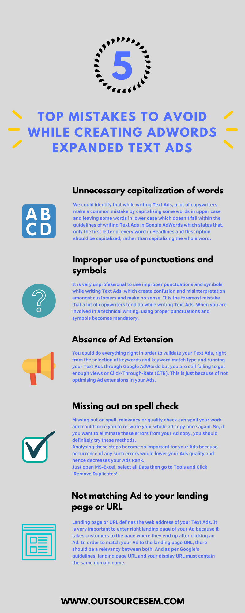 top mistakes to avoid while creating adwords expanded text ads infographic